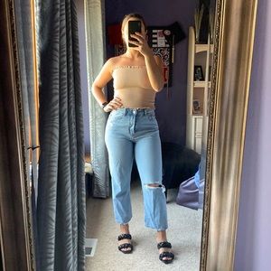 H&M Tan Crinkle Tube Top